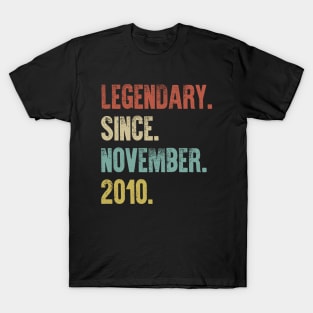 Retro Vintage 10th Birthday Legendary Since November 2010 T-Shirt